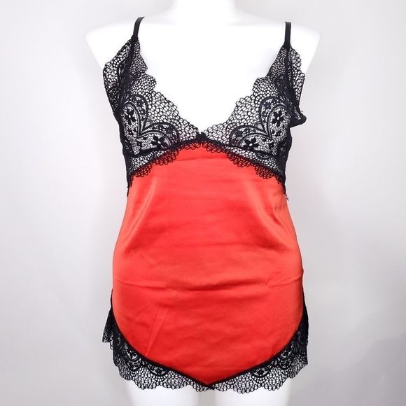 Lingerie Plus Size Sexy Lace Satin Slip With Thong Panty Plus Size Red NEW - Picture 8 of 14